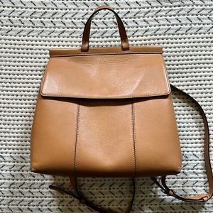 Tory Burch Block-T Backpack in British Tan